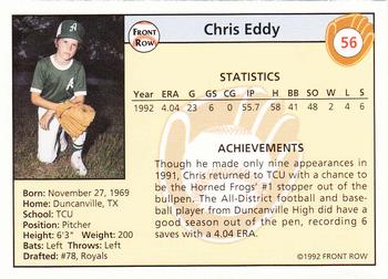 1992 Front Row Draft Picks - Silver #56 Chris Eddy Back