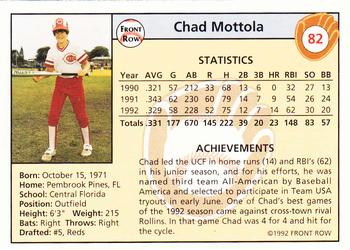 1992 Front Row Draft Picks - Silver #82 Chad Mottola Back