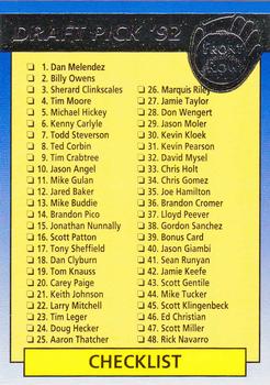 1992 Front Row Draft Picks - Silver #100 Checklist Front