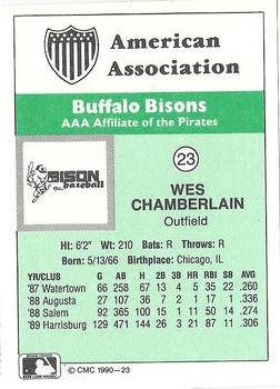 1990 CMC Buffalo Bisons #23 Wes Chamberlain Back