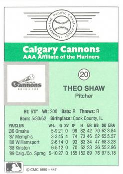 1990 CMC Calgary Cannons #20 Theo Shaw Back