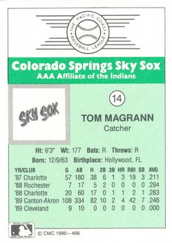 1990 CMC Colorado Springs Sky Sox #14 Tom Magrann Back