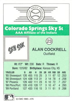 1990 CMC Colorado Springs Sky Sox #22 Jeff Wetherby Back