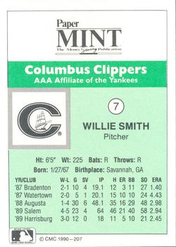 1990 CMC Columbus Clippers #7 Willie Smith Back