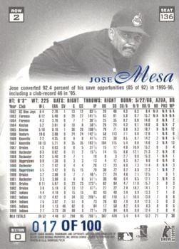 1997 Flair Showcase - Legacy Collection Row 2 (Style) #136 Jose Mesa Back