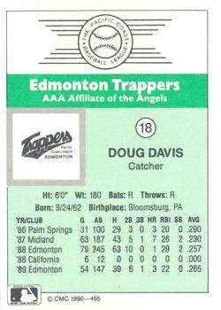1990 CMC Edmonton Trappers #18 Doug Davis Back