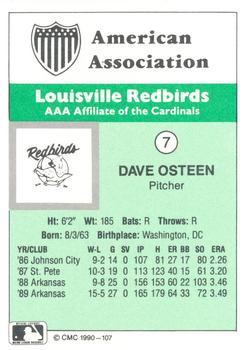 1990 CMC Louisville Redbirds #7 Dave Osteen Back