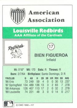 1990 CMC Louisville Redbirds #17 Bien Figueroa Back