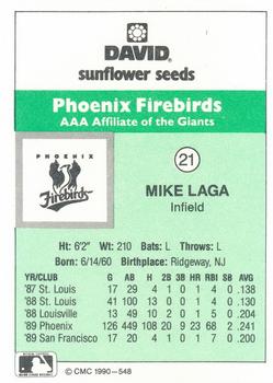 1990 CMC Phoenix Firebirds #21 Mike Laga Back