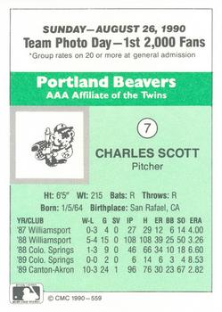 1990 CMC Portland Beavers #7 Charles Scott Back