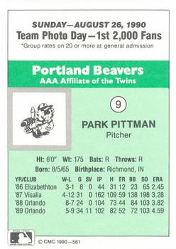 1990 CMC Portland Beavers #9 Park Pittman Back