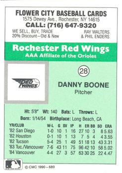 1990 CMC Rochester Red Wings #28 Danny Boone Back