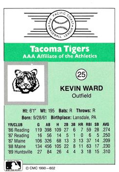1990 CMC Tacoma Tigers #25 Kevin Ward Back