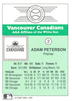 1990 CMC Vancouver Canadians #2 Adam Peterson Back