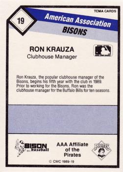 1989 CMC Buffalo Bisons #19 Ron Krauza Back