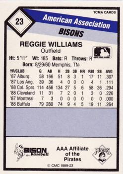 1989 CMC Buffalo Bisons #23 Reggie Williams  Back