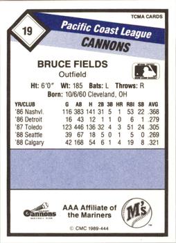 1989 CMC Calgary Cannons #19 Bruce Fields  Back