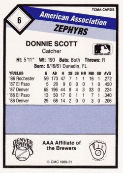 1989 CMC Denver Zephyrs #6 Donnie Scott  Back