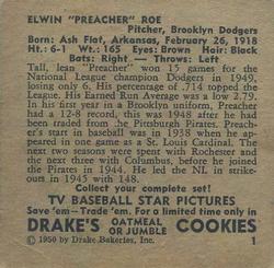 1950 Drake's TV Baseball Series (D358) #1 Elwin 