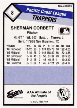 1989 CMC Edmonton Trappers #8 Sherman Corbett  Back