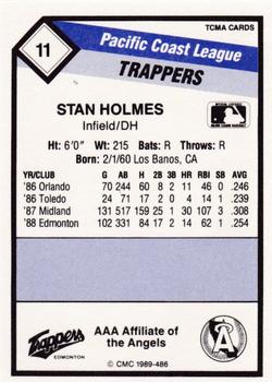 1989 CMC Edmonton Trappers #11 Stan Holmes  Back