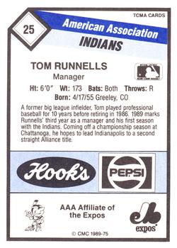 1989 CMC Indianapolis Indians #25 Tom Runnells Back