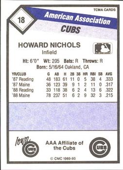 1989 CMC Iowa Cubs #18 Howard Nichols  Back