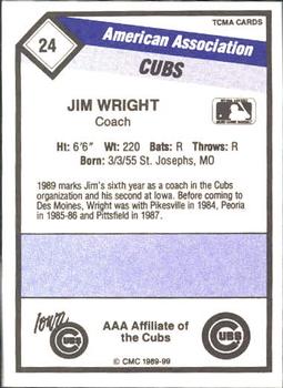 1989 CMC Iowa Cubs #24 Jim Wright Back