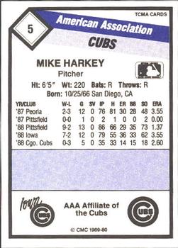 1989 CMC Iowa Cubs #5 Mike Harkey  Back