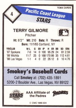 1989 CMC Las Vegas Stars #4 Terry Gilmore  Back