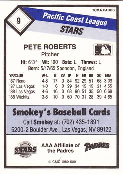 1989 CMC Las Vegas Stars #9 Pete Roberts  Back