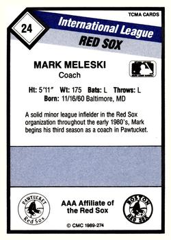 1989 CMC Pawtucket Red Sox #24 Mark Meleski Back