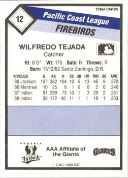1989 CMC Phoenix Firebirds #12 Wil Tejada Back