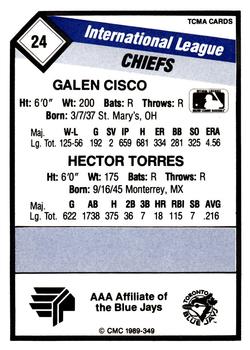1989 CMC Syracuse Chiefs #24 Galen Cisco / Hector Torres Back