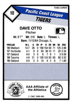 1989 CMC Tacoma Tigers #10 Dave Otto  Back