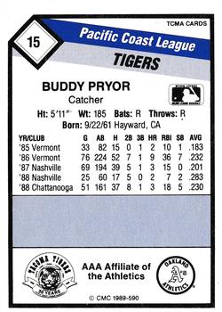 1989 CMC Tacoma Tigers #15 Buddy Pryor  Back