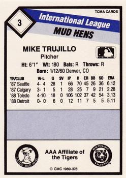 1989 CMC Toledo Mud Hens #3 Mike Trujillo  Back