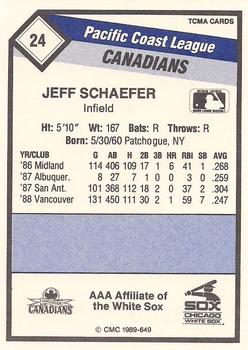 1989 CMC Vancouver Canadians #24 Jeff Schaefer  Back