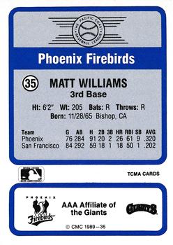 1989 CMC Triple A All-Stars #35 Matt Williams Back