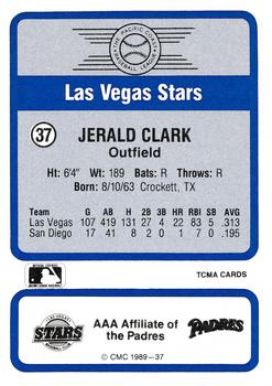 1989 CMC Triple A All-Stars #37 Jerald Clark Back