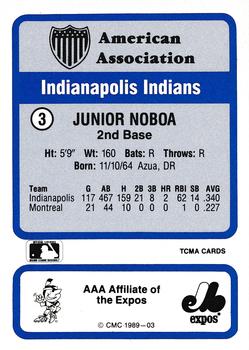 1989 CMC Triple A All-Stars #3 Junior Noboa Back