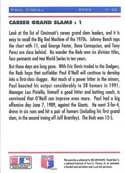 1992 Upper Deck Denny's Grand Slam Holograms #11 Paul O'Neill Back