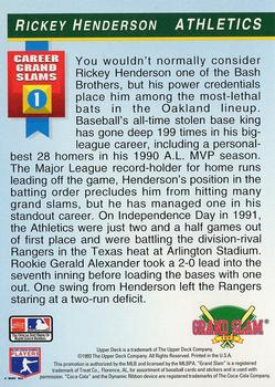 1993 Upper Deck Denny's Grand Slam Holograms #3 Rickey Henderson Back