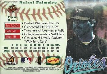 1997 Pinnacle Denny's Holograms #2 Rafael Palmeiro Back
