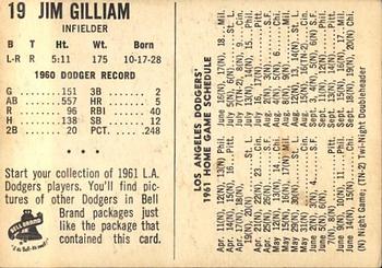 1961 Bell Brand Los Angeles Dodgers #NNO Jim Gilliam Back