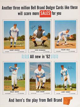 1962 Bell Brand Los Angeles Dodgers #NNO Salesmans Ad Sheet Front