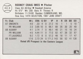 1989 Best Baseball America AA Prospects #AA8 Rodney Imes  Back