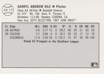 1989 Best Baseball America AA Prospects #AA12 Darryl Kile  Back