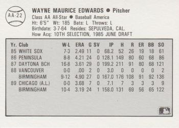 1989 Best Baseball America AA Prospects #AA22 Wayne Edwards  Back