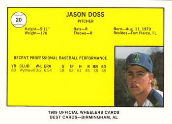 1989 Best Charleston Wheelers #20 Jason Doss  Back